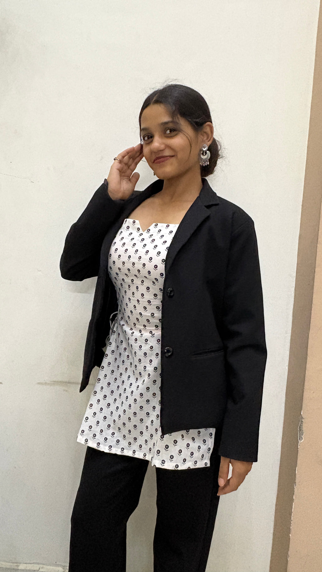 LAYLAH Printed Tie-Waist Cotton Kurti