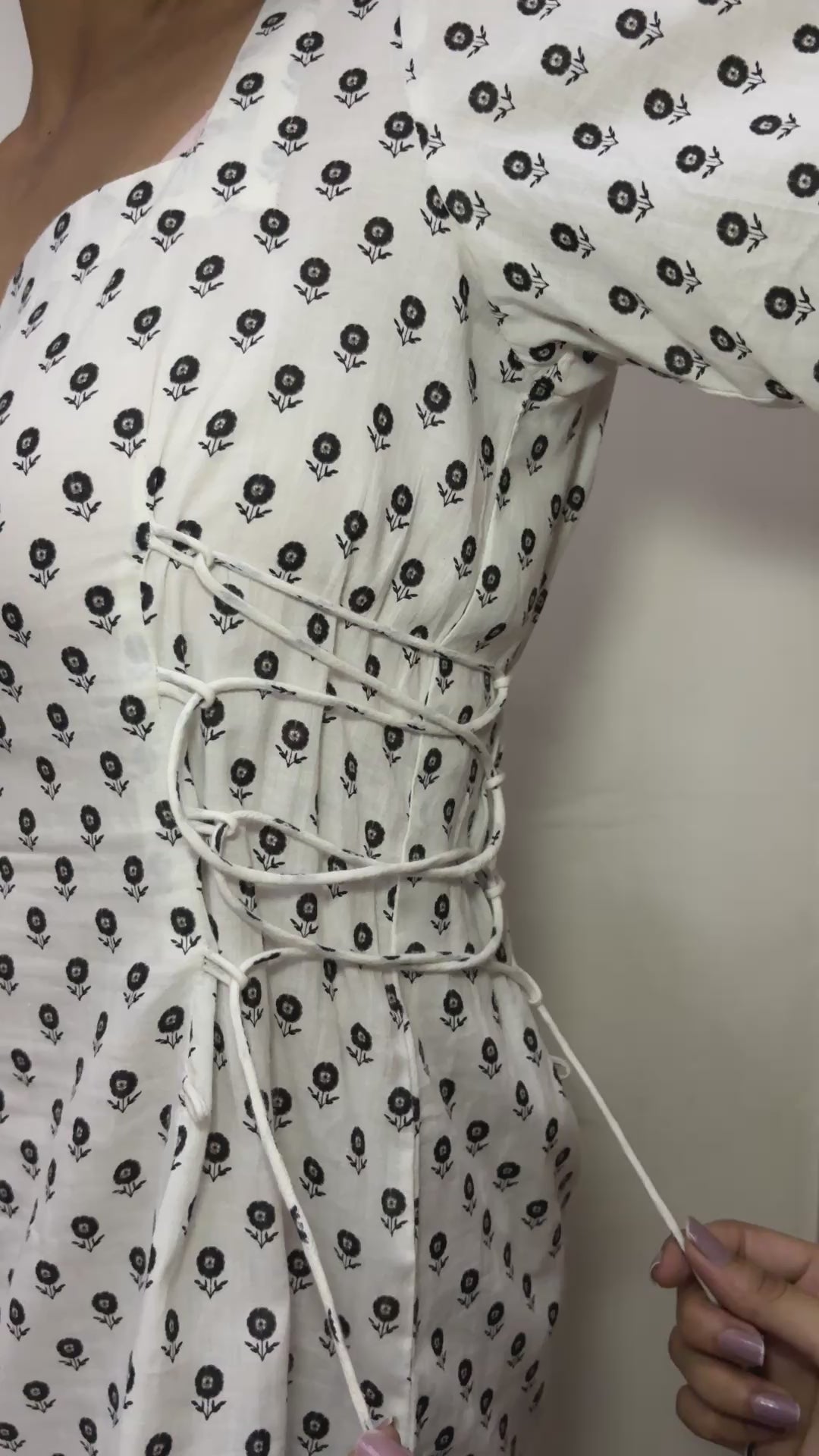 LAYLAH Printed Tie-Waist Cotton Kurti